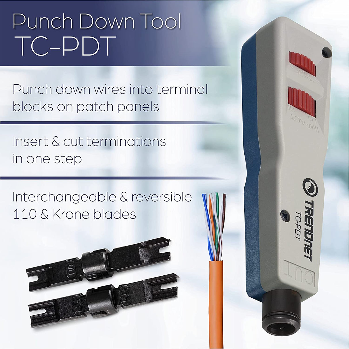 TRENDnet TC-PDT Punch Down Tool with 110 and Krone Blade , White White Punch Down Tool
