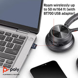 Poly - Voyager 4320 UC Wireless Headset + Charge Stand (Plantronics) - Headphones w/Mic - Connect to PC/Mac via USB-A Bluetooth Adapter, Cell Phone via Bluetooth-Works w/Teams (Certified), Zoom&amp;More