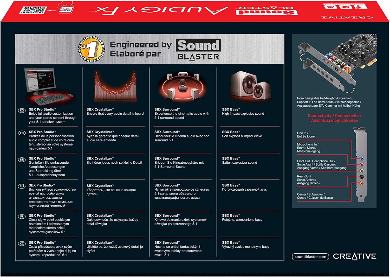 Creative Sound Blaster Audigy FX PCIe 5.1 Sound Card with High