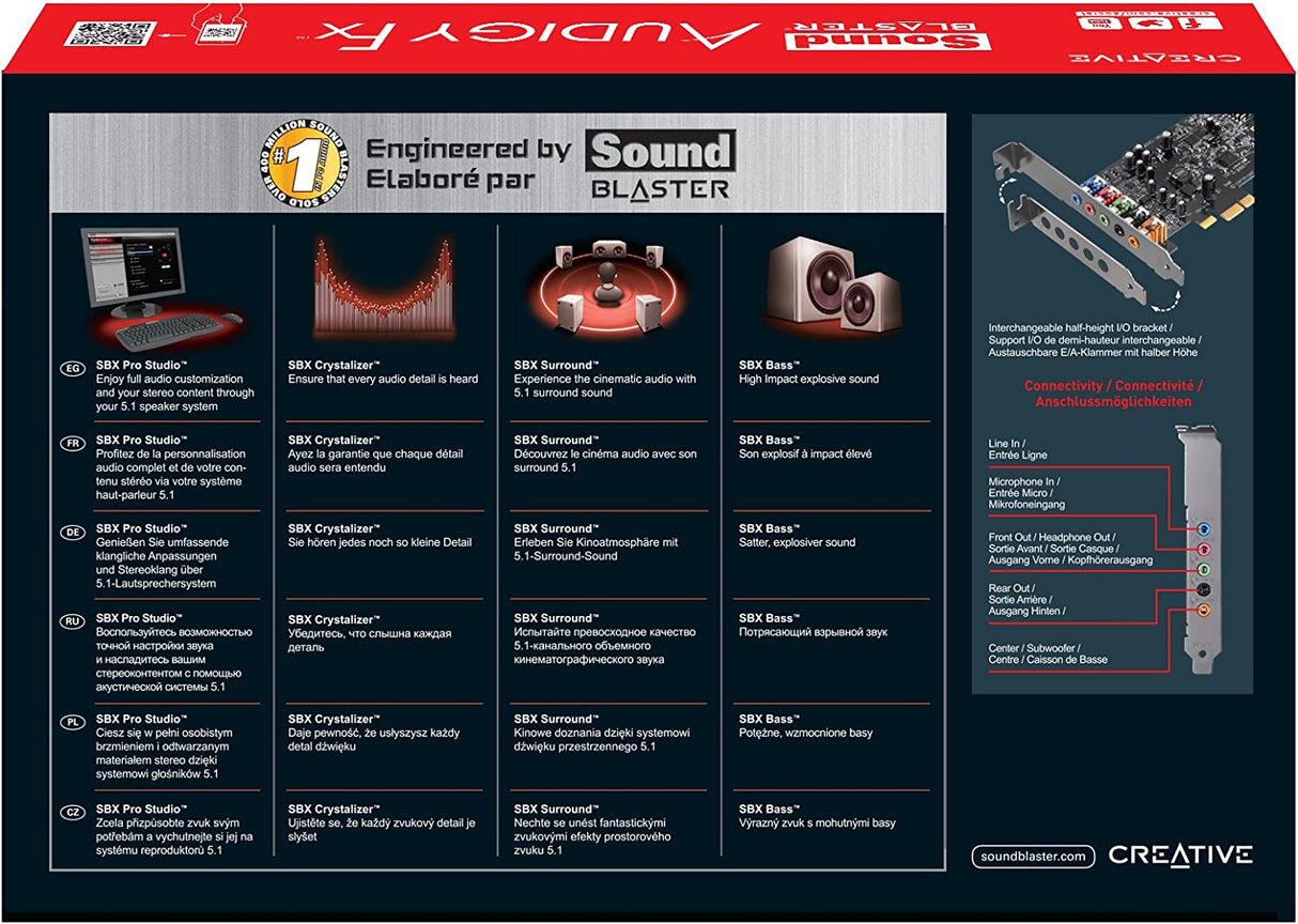Creative Sound Blaster Audigy FX PCIe 5.1 Sound Card with High Performance Headphone Amp 5.1 Channel Surround Sound
