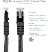 StarTech.com 100ft CAT6 Ethernet Cable - Black CAT 6 Gigabit Ethernet Wire -650MHz 100W PoE++ RJ45 UTP Molded Category 6 Network/Patch Cord w/Strain Relief/Fluke Tested UL/TIA Certified (C6PATCH100BK) Black 100 ft / 30 m 1 Pack