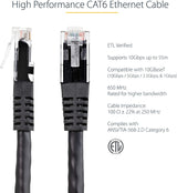 StarTech.com 35ft CAT6 Ethernet Cable - Black CAT 6 Gigabit Ethernet Wire -650MHz 100W PoE++ RJ45 UTP Molded Category 6 Network/Patch Cord w/Strain Relief/Fluke Tested UL/TIA Certified (C6PATCH35BK) Black 35 ft / 10.6 m 1 Pack