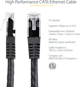 StarTech.com 50ft CAT6 Ethernet Cable - Black CAT 6 Gigabit Ethernet Wire -650MHz 100W PoE++ RJ45 UTP Molded Category 6 Network/Patch Cord w/Strain Relief/Fluke Tested UL/TIA Certified (C6PATCH50BK) Black 50 ft / 15 m 1 Pack