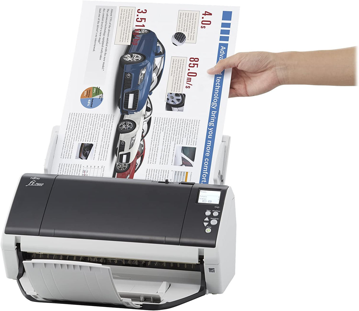 Fujitsu fi-7480 High-Performance Wide-Format Color Duplex Document Scanner with Auto Document Feeder (ADF) fi-7480 Wide Format (80 ppm)