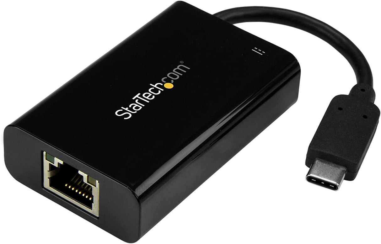 StarTech.com USB C to Gigabit Ethernet Adapter/Converter w/PD 2.0 - 1Gbps USB 3.1 Type C to RJ45/LAN Network w/Power Delivery Pass Through Charging - TB3 Compatible/ MacBook Pro Chromebook (US1GC30PD) Laptop Charging
