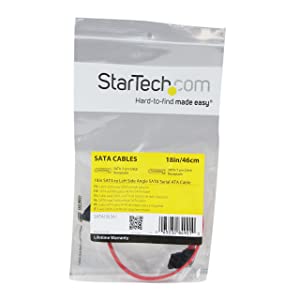 StarTech.com 18in SATA to Left Side Angle SATA Serial ATA Cable - Straight to Left Side Angled SATA Cable 18 Inch