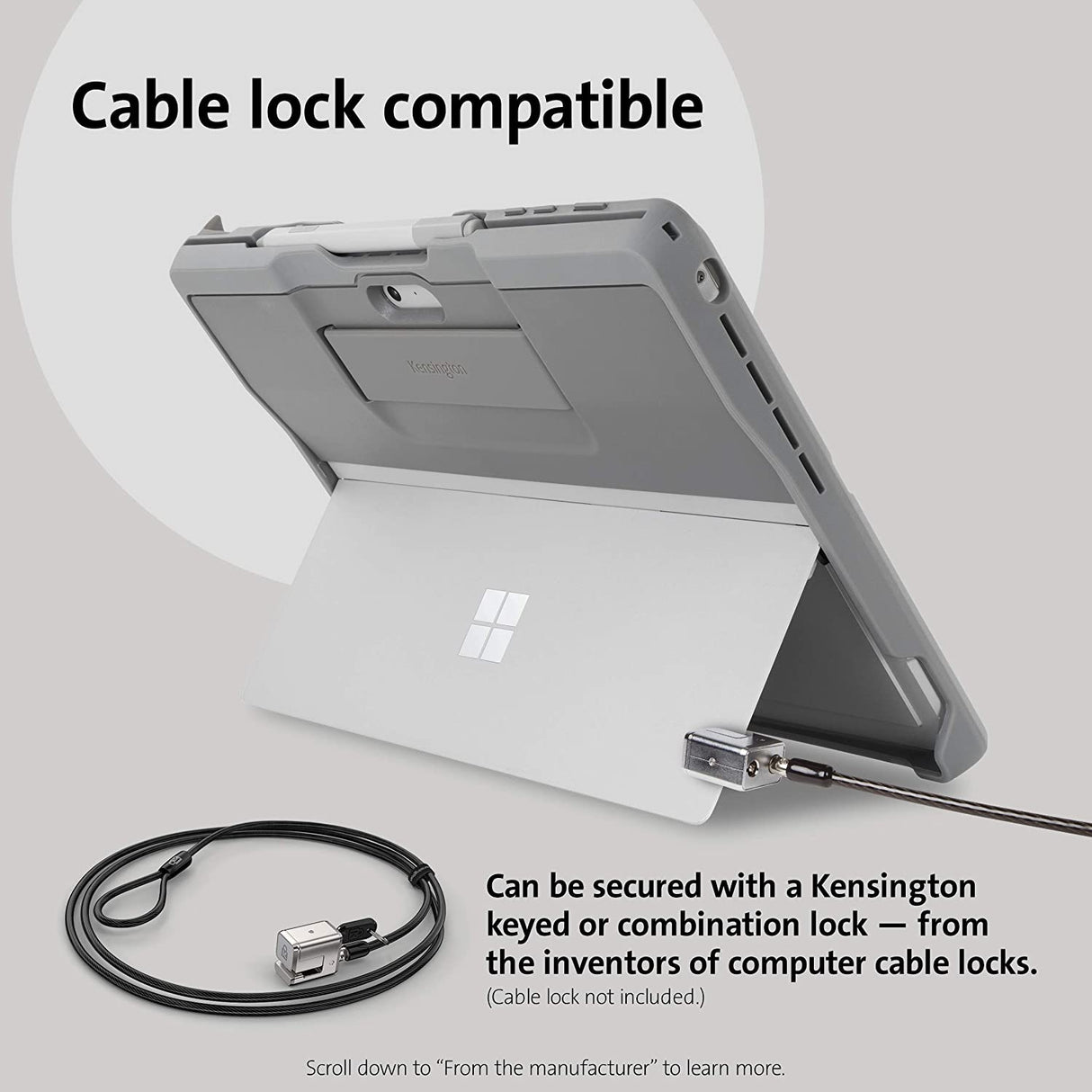 Kensington Blackbelt™ 2nd Degree Rugged Case for Surface Pro 7, 7+, 6, 5, &amp; 4 - Silver (K97802WW) Silver Surface Pro 7