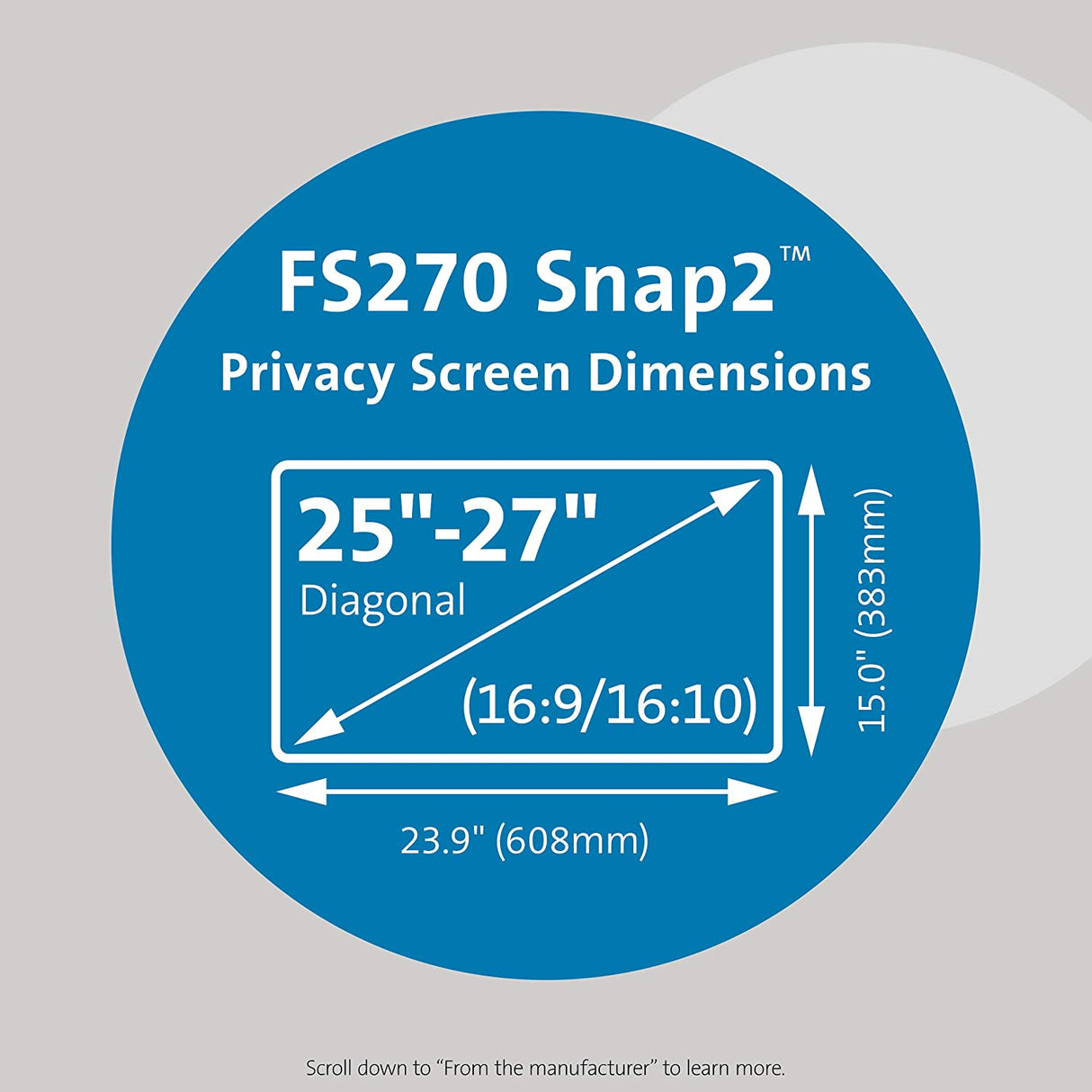 Kensington FS270 Snap2 Privacy Screen for 25-Inch to 27-Inch Widescreen 16:10 and 16:9 Monitors (K58400WW) 25-27" widescreen