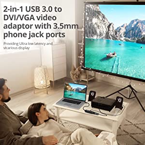 SIIG USB 3.0 to DVI Video Adapter with DVI to VGA Adapter | Quick and Easy Setup | 1080p or 2048x1152 Resolution | DisplayLink Manager Compatible, Support Windows 11, 10, Mac M1 &amp; M2 (JU-DV0112-S3)