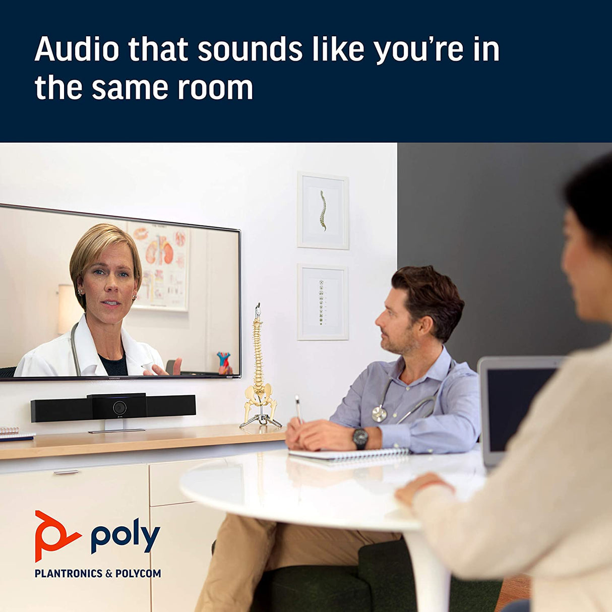 Poly Studio - 4K USB Video Conference System (Polycom) - Camera, Microphone, and Speaker Bar for Small &amp; Medium Conference Rooms - Presenter Tracking, NoiseBlock AI, Autoframing - Teams/Zoom Certified Medium Room (6-10) USB Video Bar