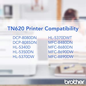 Brother TN-620 DCP-8080 8085 HL-5340D 5350 5370 MFC-8480 8680 8690 8890 Toner -Cartridge (Black) in Retail Packaging, 1 Size black standard Toner