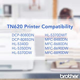 Brother TN-620 DCP-8080 8085 HL-5340D 5350 5370 MFC-8480 8680 8690 8890 Toner -Cartridge (Black) in Retail Packaging, 1 Size black standard Toner