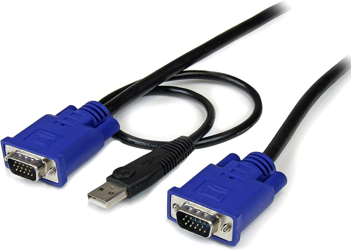 StarTech.com 15 ft 2-in-1 Ultra Thin USB KVM Cable - Video / USB cable - USB, HD-15 (VGA) (M) to HD-15 (VGA) (M) - 15 ft - black - SVECONUS15 15 ft / 4.5m - VGA Integrated USB