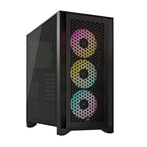 Corsair iCUE 4000D RGB Airflow Mid-Tower Case - 3X AF120 RGB Elite Fans - iCUE Lighting Node PRO Controller - High-Airflow Design - CORSAIR RapidRoute Cable Management System - Black Black 4000D Airflow RGB