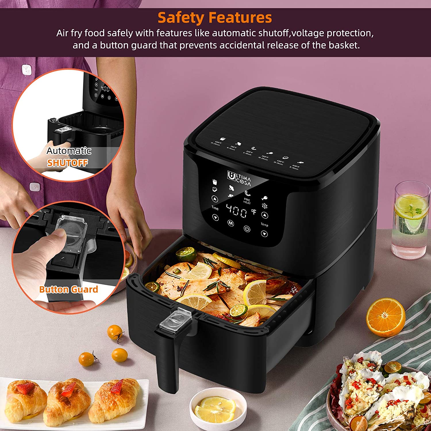 Ultima Cosa Air Fryer, 5.8QT Oil Free XL Electric Hot Air Fryers Oven, – Dealtargets.com