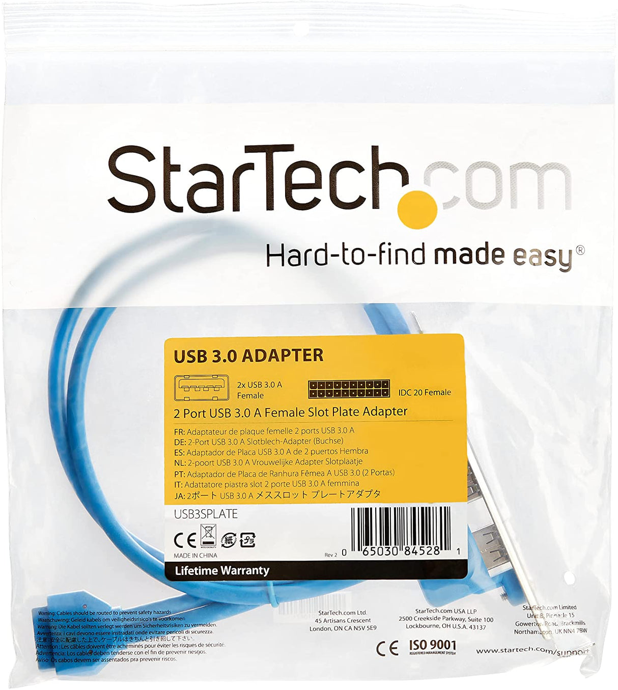 StarTech.com 2 Port USB 3.0 A Female Slot Plate Adapter - USB 3.0 motherboard Adapter - USB 3 plate - USB 3.0 header Adapter (USB3SPLATE)