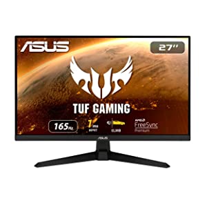 ASUS TUF Gaming 27” 1080P Gaming Monitor (VG277Q1A) - Full HD, 165Hz (Supports 144Hz), 1ms, Extreme Low Motion Blur, FreeSync Premium, Shadow Boost, Eye Care, HDMI, DisplayPort, Tilt Adjustable 27" FHD 1ms 165Hz FreeSync Premium