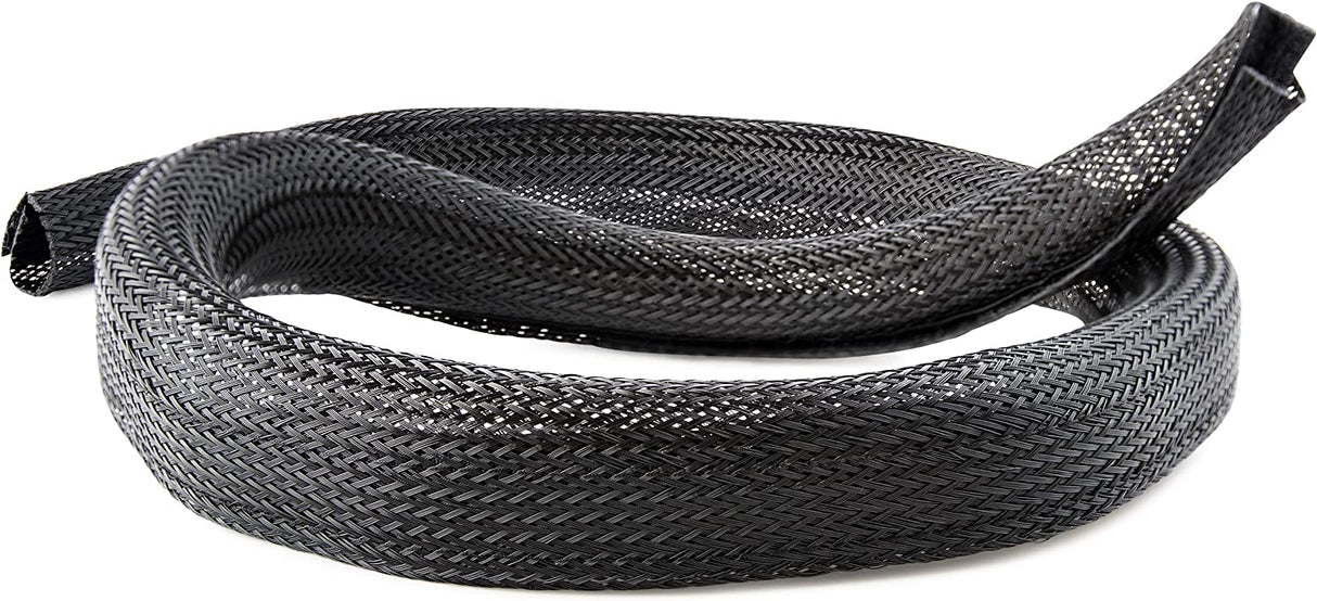 StarTech.com 10ft (3m) Cable Management Sleeve, Trimmable Heavy Duty Cable Wrap, 1.2" (3cm) Dia. Polyester Mesh Computer Cable Manager/Protector/Concealer, Black Cord Organizer/Hider (WKSTNCMFLX)