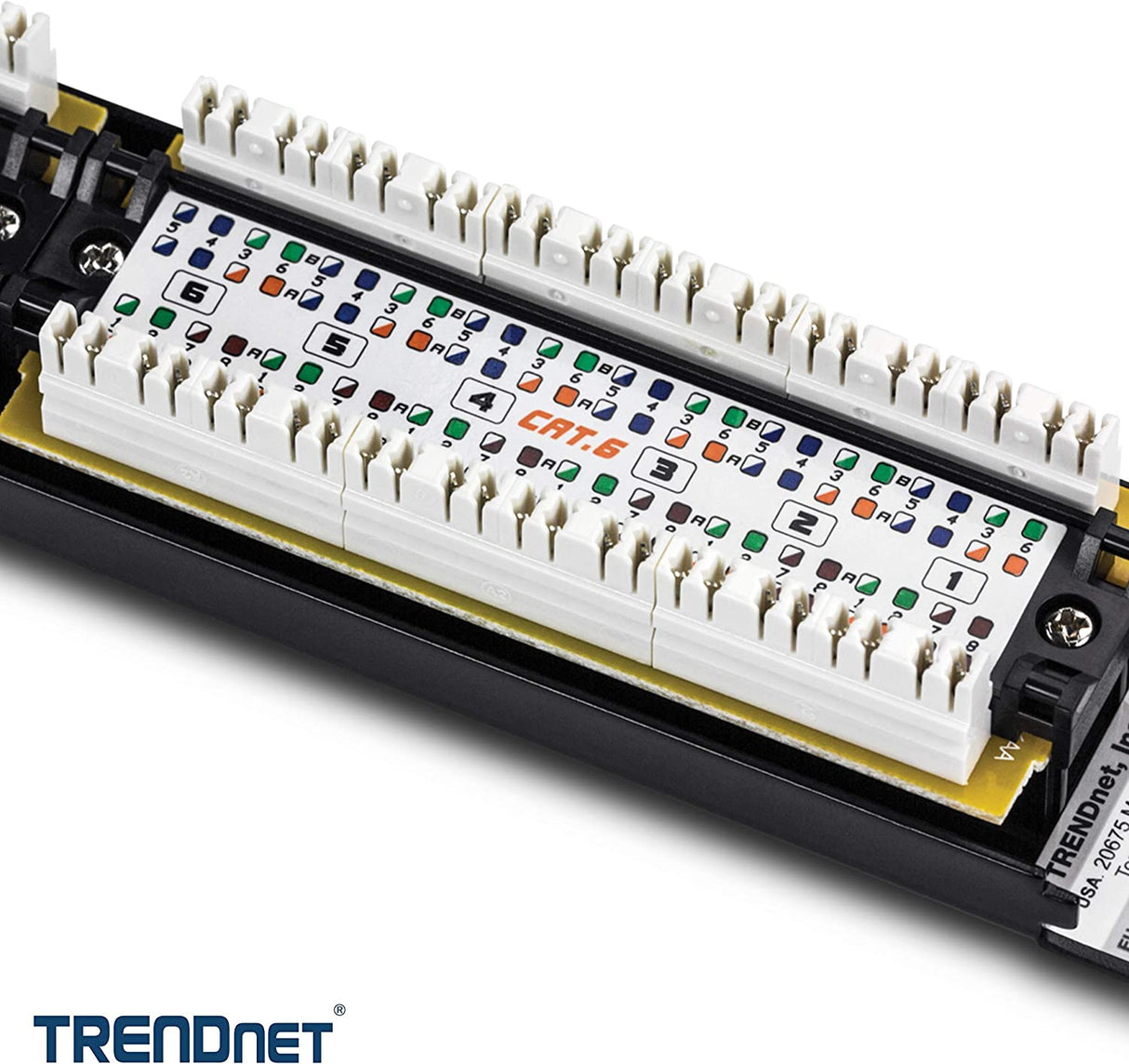 TRENDnet 24-Port Cat6 Unshielded Patch Panel, Wallmount or Rackmount, Compatible with Cat3,4,5,5e,6 Cabling, For Ethernet, Fast Ethernet, Gigabit Applications, Black, TC-P24C6