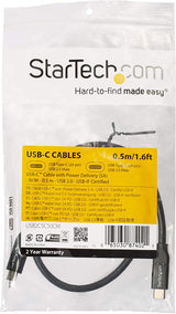 StarTech.com USB C to USB C Cable - 1.5 ft / 0.5m - 5A PD - White - USB 2.0 - USB-IF Certified - USB Type C Cable - USB C Charging Cable (USB2C5C50CM) Black 1.5 ft/ 0.5 m