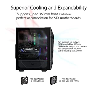 ASUS TUF Gaming GT301 Mid-Tower Compact Case for ATX Motherboards with honeycomb Front Panel, 120mm AURA Addressable RBG fans, headphone hanger, and 360mm radiator support, 2 x USB 3.2 TUF GT301 Case