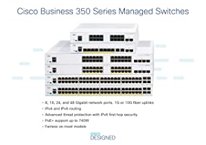 Cisco Business CBS350-16P-E-2G Managed Switch | 16 Port GE | PoE | Ext PS | 2x1G SFP | Limited Lifetime Protection (CBS350-16P-E-2G) 16-port GE / PoE+ / 120W / 2 x GE Uplinks / External Power Supplier