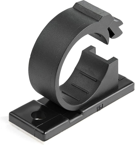 StarTech.com 100 Adhesive Cable Management Clips Black - Network/Ethernet/Office Desk/Computer Cord Organizer - Sticky Cable/Wire Holders - Nylon Self Adhesive Clamp UL/94V-2 Fire Rated (CBMCC3) Large | 0.67 in. (17 mm) max. diameter