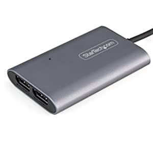 StarTech.com Thunderbolt 3 to Dual DisplayPort Adapter DP 1.4 - Dual 4K 60Hz or Single 8K/5K Thunderbolt 3 to DP Adapter - TB3 to 2X DisplayPort Monitor Video Display Adapter - Mac/Windows (TB32DP14)