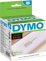 DYMO 30252 LW Mailing Address Labels for LabelWriter Label Printers, White, 1-1/8'' x 3-1/2'', 2 Rolls of 350 2 Rolls Address Labels