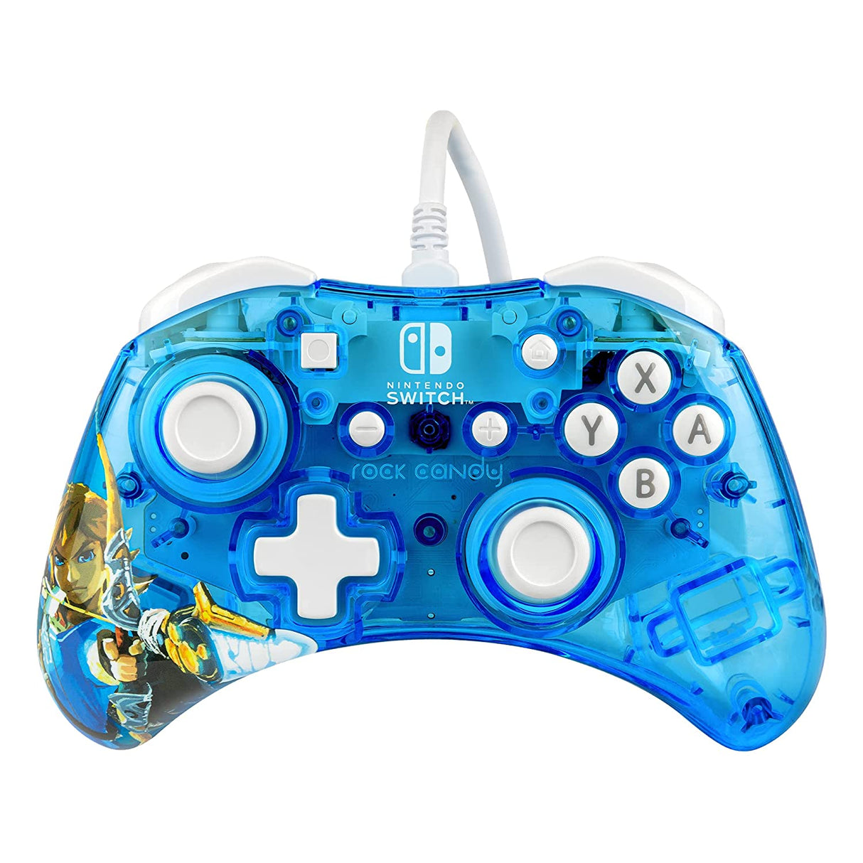 Pdp Rock Candy Wired Gaming Switch Pro Controller - Zelda Breath of the Wild - Blue - Official License Nintendo - OLED / Lite Compatible - Compact, Durable Travel Controller - See Through - Holiday Gifts Berry Brave Link Pro Controller