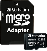 Verbatim 128GB Premium microSDXC Memory Card with Adapter, UHS-I Class 10