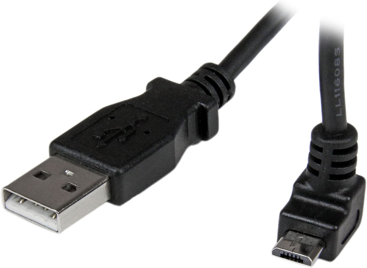 StarTech.com 1m Micro USB Cable Cord - A to Up Angle Micro B - Up Angled Micro USB Cable - 1x USB A (M), 1x USB Micro B (M) - Black (USBAUB1MU) 1m / 3 feet Up Angle