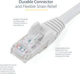 StarTech.com 35ft CAT6 Ethernet Cable - White CAT 6 Gigabit Ethernet Wire -650MHz 100W PoE RJ45 UTP Network/Patch Cord Snagless w/Strain Relief Fluke Tested/Wiring is UL Certified/TIA (N6PATCH35WH) White 35 ft / 10.6 m 1 Pack