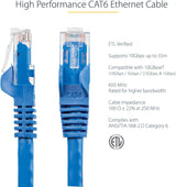 StarTech.com 10ft CAT6 Ethernet Cable - Blue CAT 6 Gigabit Ethernet Wire -650MHz 100W PoE RJ45 UTP Network/Patch Cord Snagless w/Strain Relief Fluke Tested/Wiring is UL Certified/TIA (N6PATCH10BL) Blue 10 ft / 3m 1 Pack