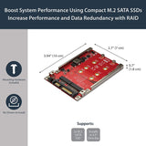 StarTech.com M.2 to SATA Adapter - Dual Slot - for 2.5in Drive Bay - RAID - M.2 SSD - M.2 Adapter - M.2 SSD Adapter (S322M225R) 2.5in SATA Dual M.2 (SATA) Drive
