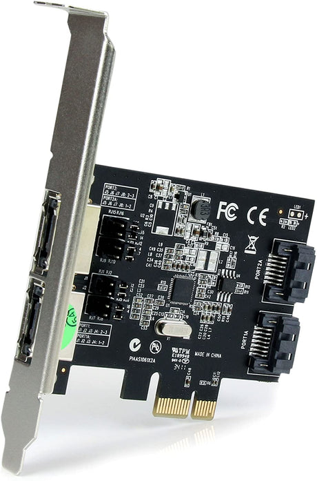 StarTech.com 2 Port PCI Express SATA 6 Gbps eSATA Controller Card - Dual Port PCIe SATA III Card - 2 Int/2 Ext - SATA III 6Gbps (PEXESAT322I) 2x eSATA | 2x SATA