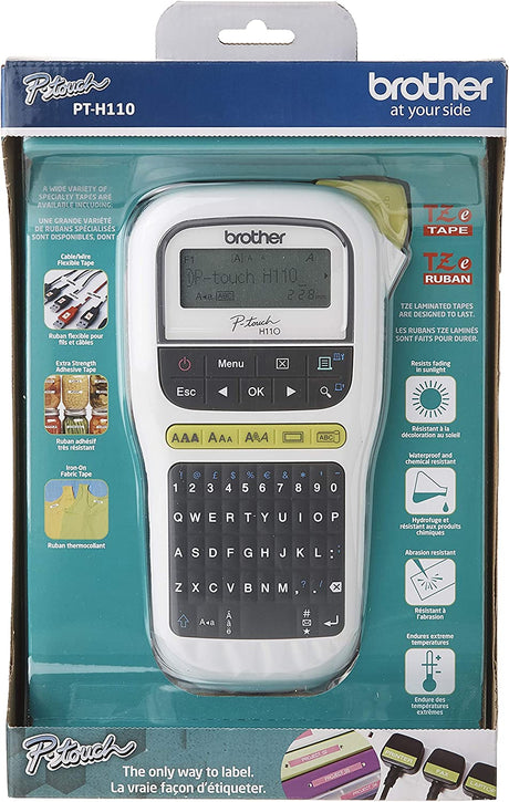 BROTHER PTH110 Easy, Portable Label Maker-Handheld Labeller, Black/White