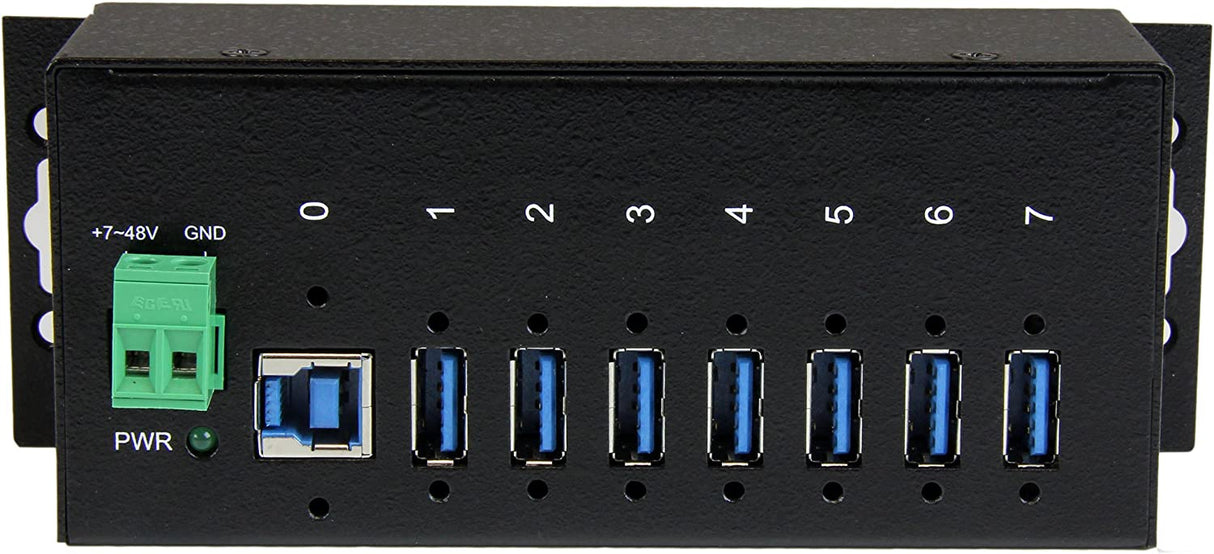 StarTech.com 7-Port USB 3.0 Hub - Metal Industrial USB-A Hub with ESD Protection &amp; 350W Surge Protection - Din Rail, Wall or Desk Mountable - TAA Compliant USB Expander Hub (ST7300USBME) 7 Port USB 3.0