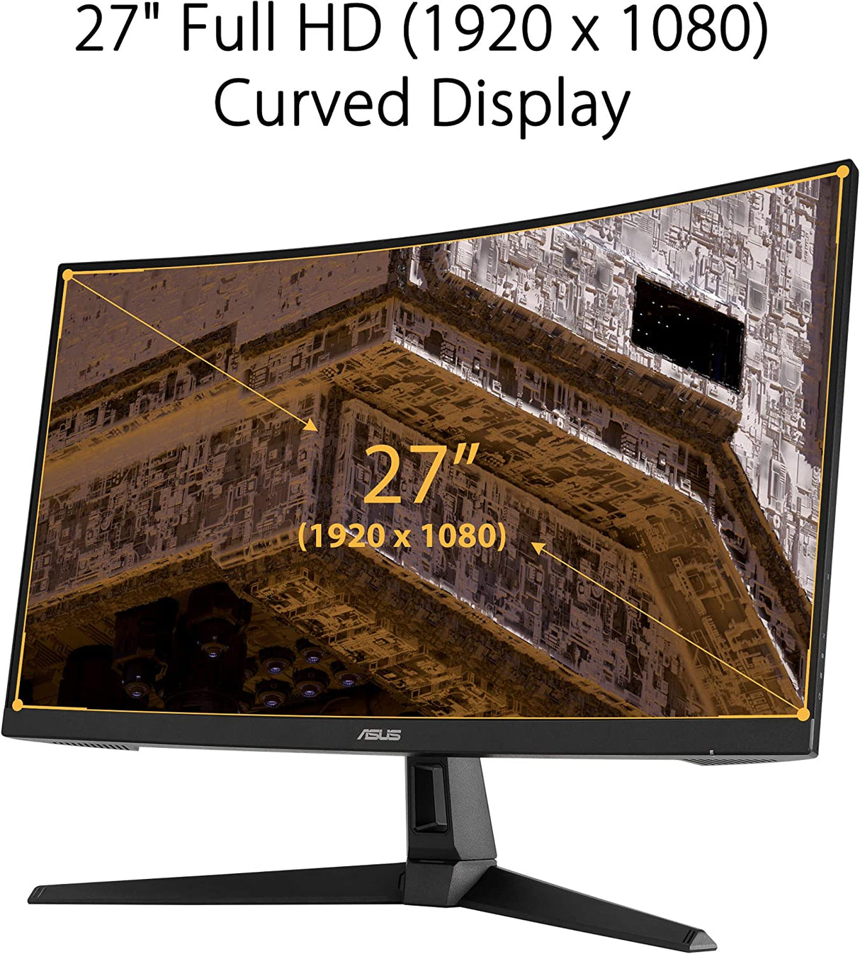 ASUS TUF Gaming VG27VH1B 27” Curved Monitor, 1080P Full HD, 165Hz (Supports 144Hz), Extreme Low Motion Blur, Adaptive-sync, FreeSync Premium, 1ms, Eye Care, HDMI D-Sub, BLACK