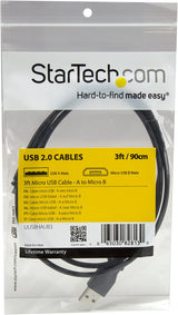 StarTech.com 3ft USB to Micro USB Cable - USB A to Micro B Charging Cable for your Micro USB Phone / Tablet / Android Device (UUSBHAUB3) 3 ft / 1m Straight