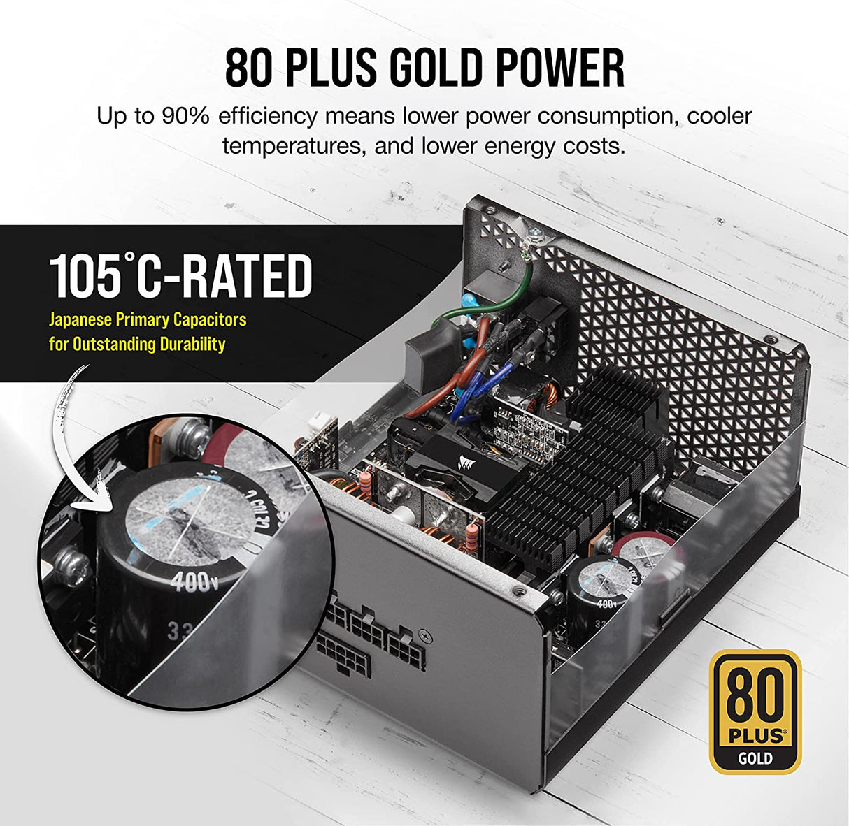 Corsair RM850e (2023) Fully Modular Low-Noise Power Supply - ATX 3.0 & PCIe  5.0 Compliant - 105°C-Rated Capacitors - 80 Plus Gold Efficiency - Modern