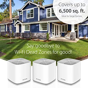 D-Link COVR AX1800 Whole Home Mesh Wi-Fi 6 System - Up to 6500 sq.ft. Coverage, Voice Control w/Amazon Alexa and Google Assistant, Enhanced Parental Controls, 3-Pack (COVR-X1863) AX1800 Mesh Kit 3pk WiFi 6