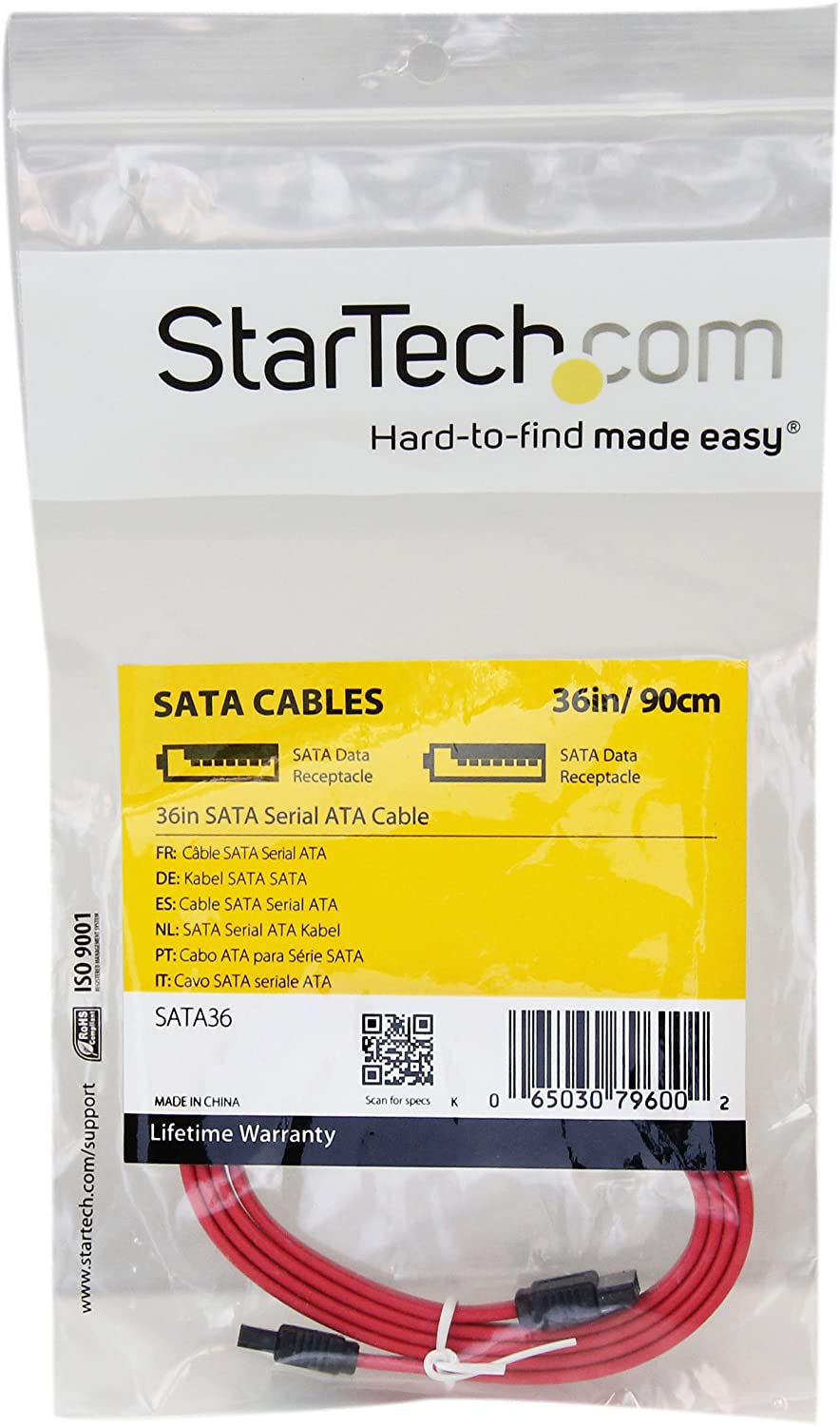 StarTech.com 36in SATA Serial ATA Cable - SATA cable - Serial ATA 150 - SATA (F) to SATA (F) - 3 ft - red - SATA36 36 inch Standard