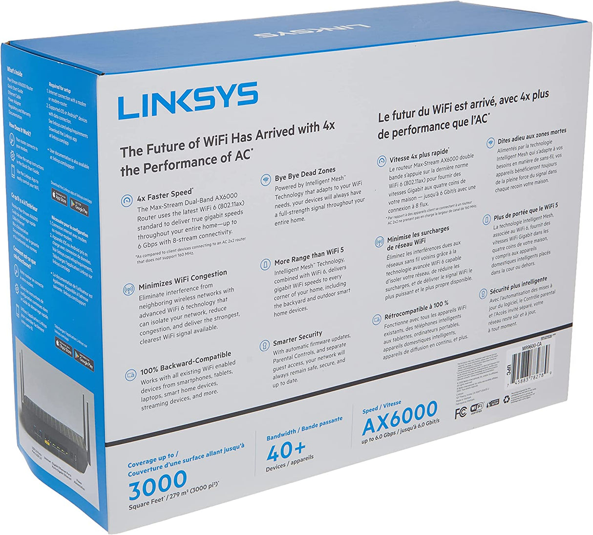 LINKSYS MR9600 MESH WiFi Router, DB, AX6000