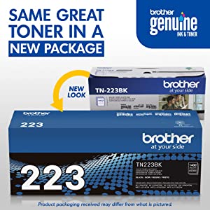 Brother Genuine TN223BK, Standard Yield Toner Cartridge, Replacement Black Toner, Page Yield Up to 1,400 Pages, TN223, Amazon Dash Replenishment Cartridge