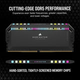 Corsair Dominator Platinum RGB DDR5 32GB (2x16GB) 5600MHz C36 Intel Desktop Memory (Onboard Voltage Regulation, Corsair DHX Cooling, 12 Ultra-Bright CAPELLIX RGB LEDs) Black (CMT32GX5M2X5600C36) 5600 MHz
