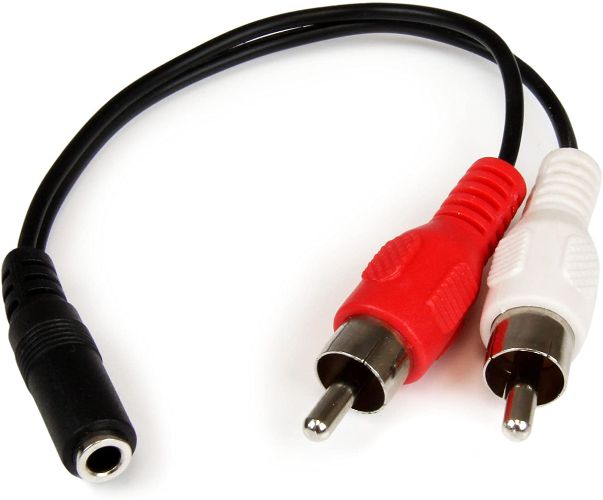 StarTech.com 6in RCA to 3.5mm Female Cable - Audio to RCA Cable - 3.5mm Female to 2x RCA Male - Aux to RCA - Stereo Audio Cable (MUFMRCA) 15 cm/6 inches