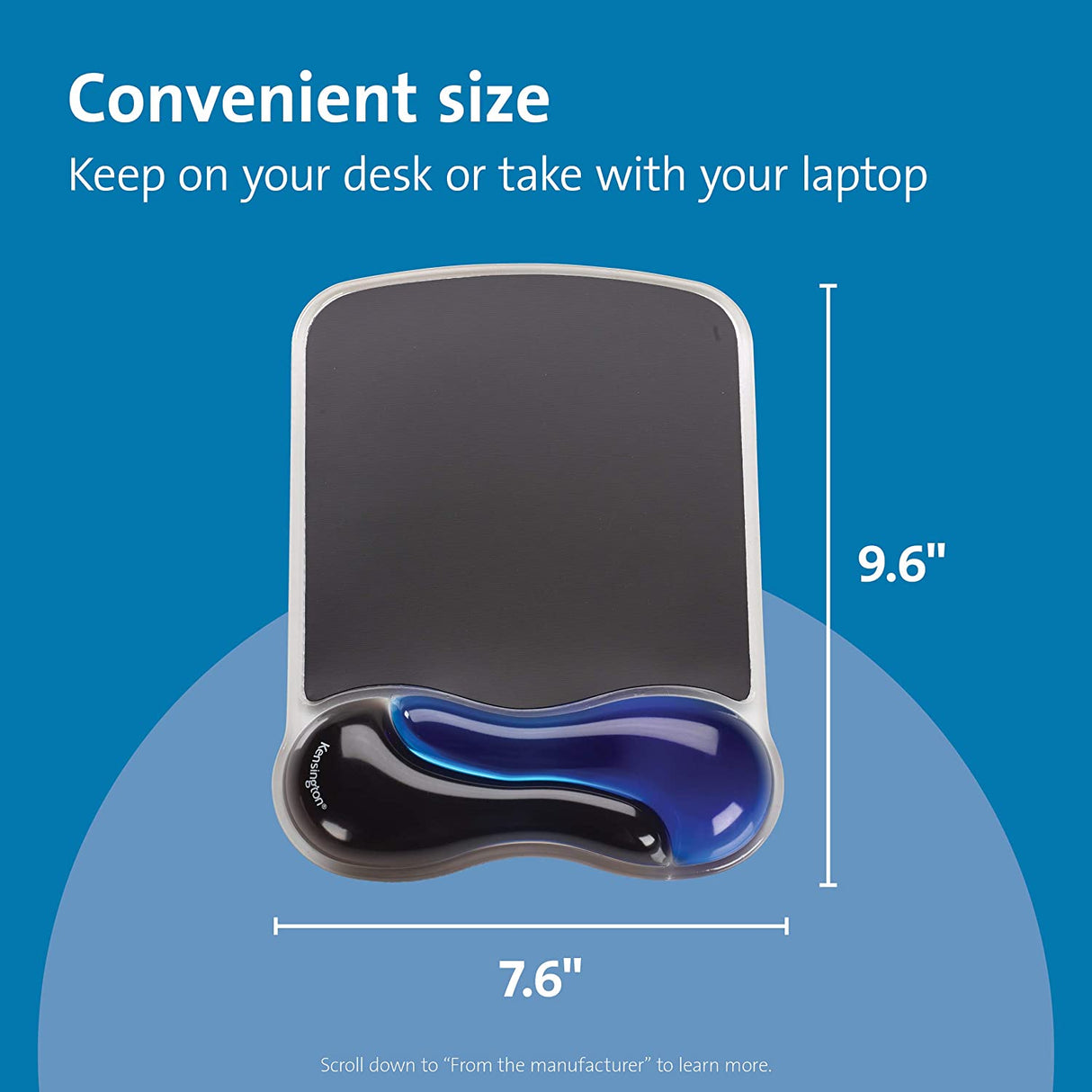 Kensington Duo Gel Mouse Pad with Wrist Rest - Blue (K62401AM) Blue Blue Mouse Pad