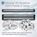 TRENDnet 48-Port Blank Keystone 2U HD Patch Panel, TC-KP48, 2U 19” Metal Rackmount Housing, HD Keystone Network Patch Panel, Recommended w/TC-K25C6 &amp; TC-K50C6 Cat6 Keystone Jacks (Sold Separately)