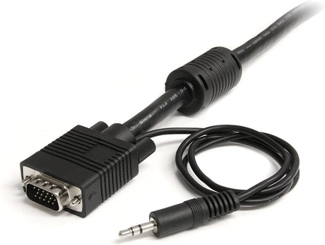 StarTech.com 15 ft. (4.6 m) VGA Cable With Audio - HD15 VGA with Audio - Coaxial High Resolution - Male/Male - VGA Monitor Cable (MXTHQMM15A),Black